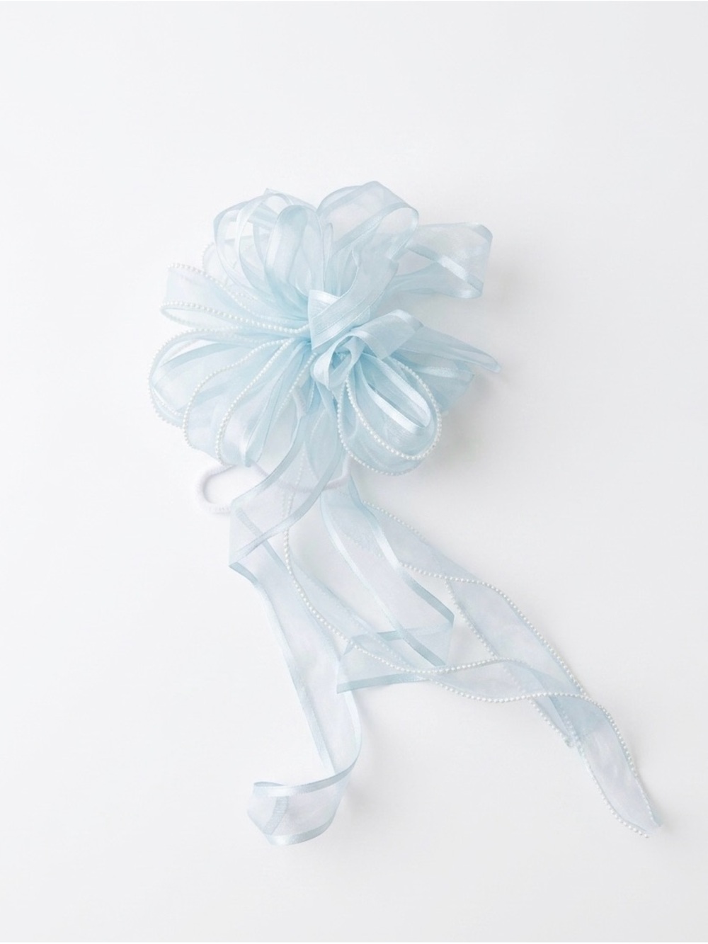 Beautiful Handmade Light Blue Sheer Organza Pew Bow